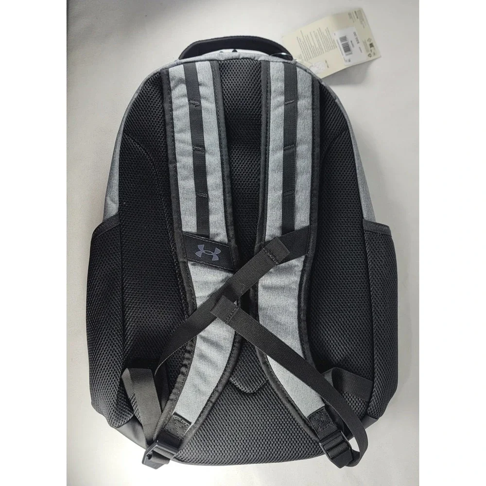 Under Armour Hustle 6.0 Backpack UA Grey Storm School 16in‎ Water Repellent Bag