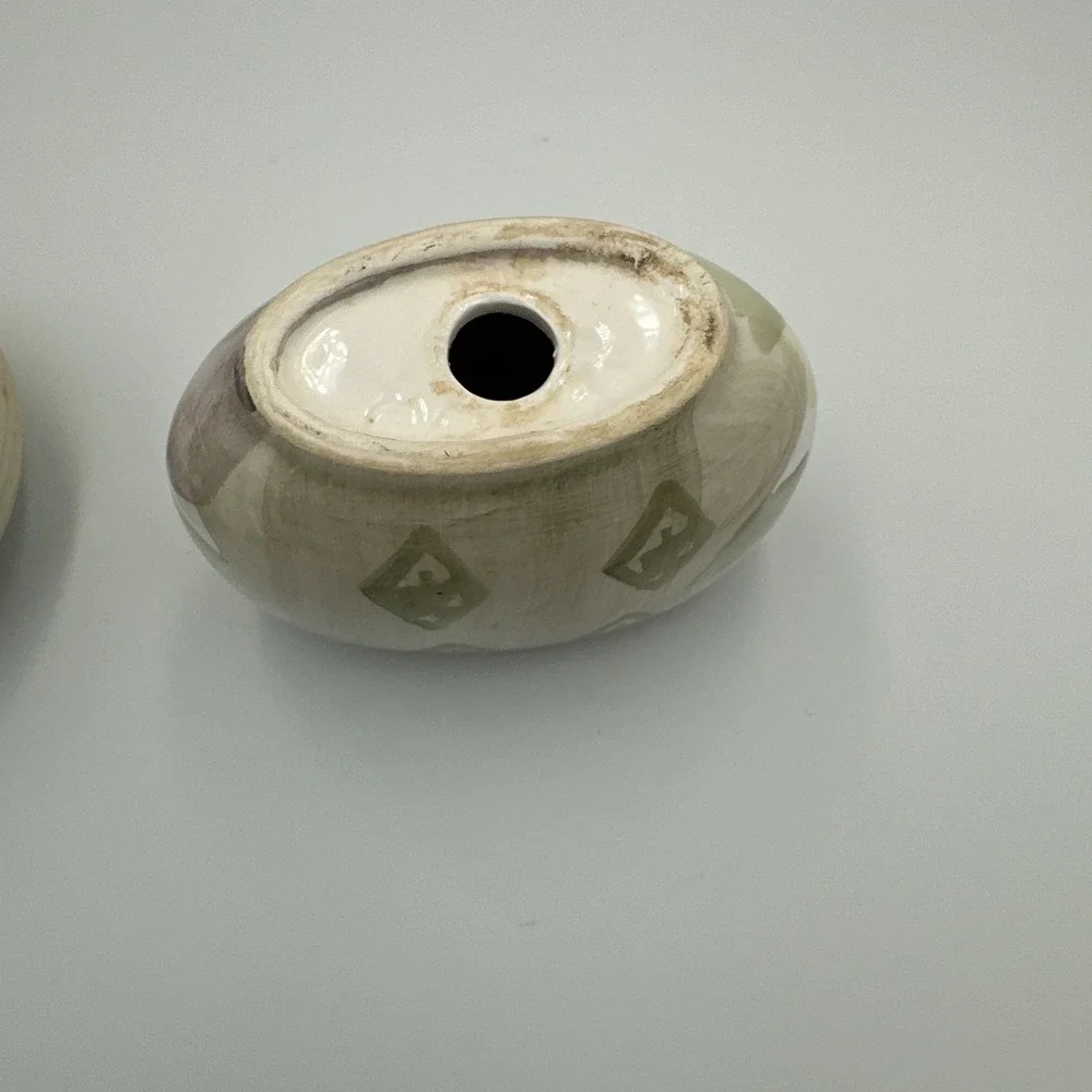 Vintage 90s Floral‎ Ceramic Toothbrush Holder Soap Dish Set Botanical Peach Sage