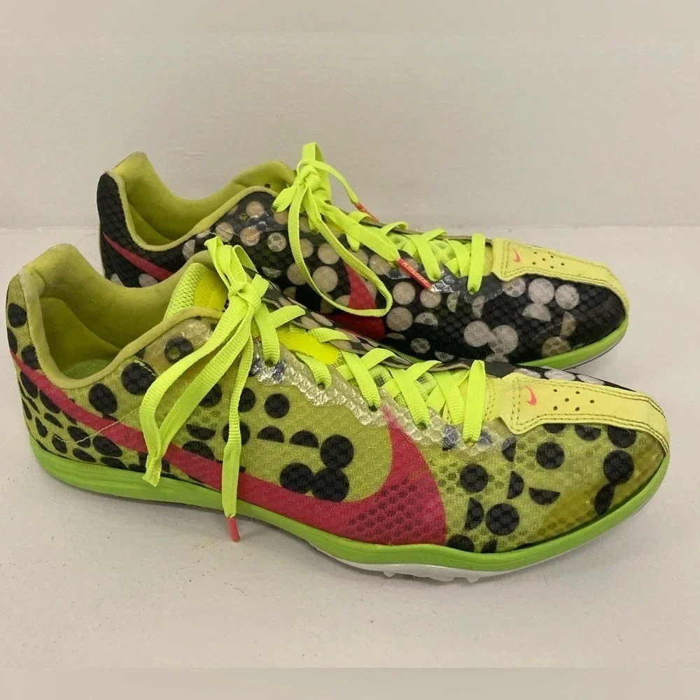 Nike Zoom Neon Highlighter Yellow Track Shoes w/Black and‎ Pink Accents
