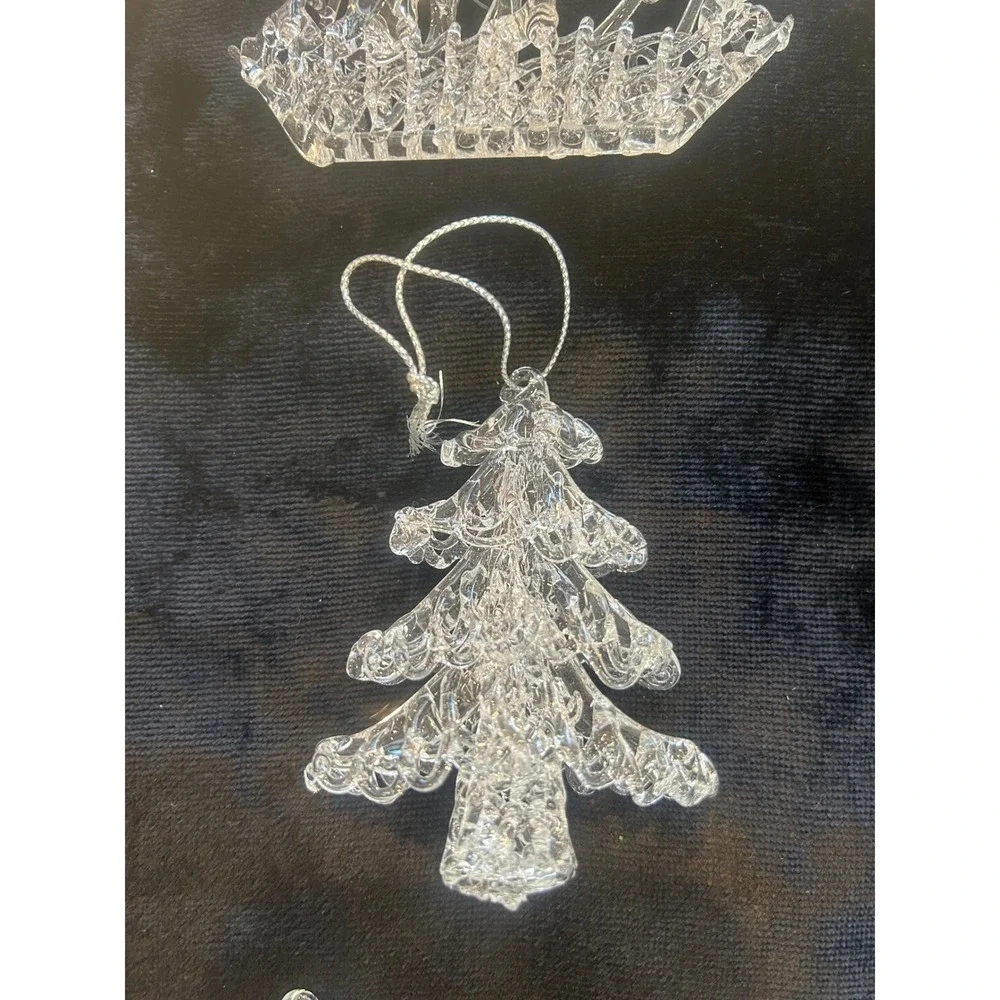 Vintage Spun Glass Christmas Ornament Lot 15pc Angel Fairy Tree Ice Skates Clear