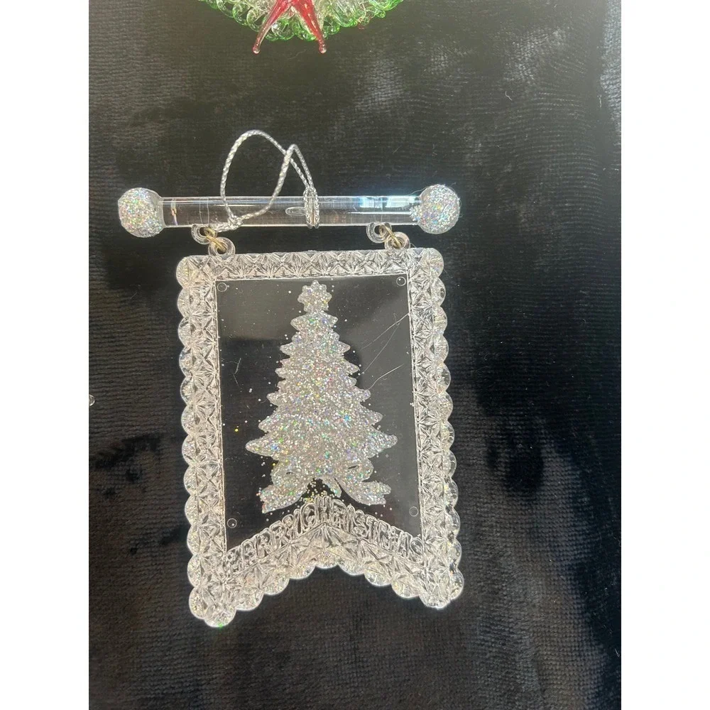 Vintage Spun Glass Christmas Ornament Lot 15pc Angel Fairy Tree Ice Skates Clear