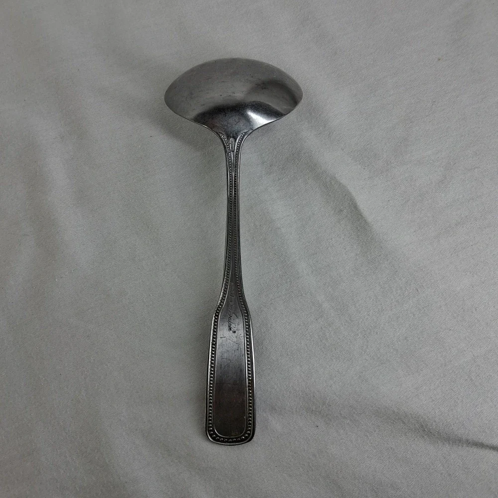 4 PCS Stainless By Salem Japan Beaded Serving Fork, Spoon,‎ Ladle, Cake Server