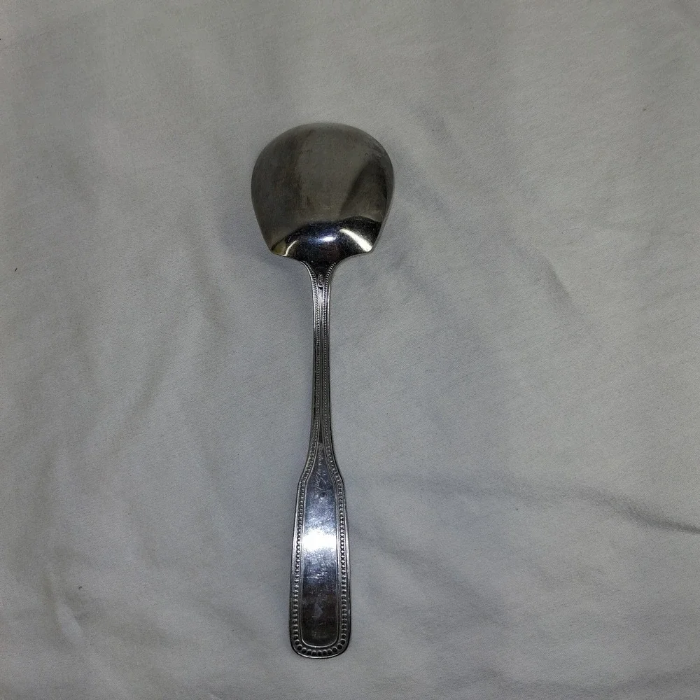 4 PCS Stainless By Salem Japan Beaded Serving Fork, Spoon,‎ Ladle, Cake Server