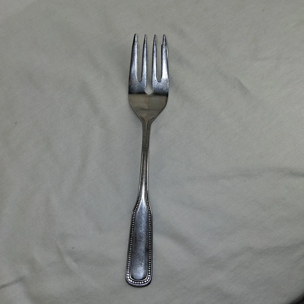 4 PCS Stainless By Salem Japan Beaded Serving Fork, Spoon,‎ Ladle, Cake Server