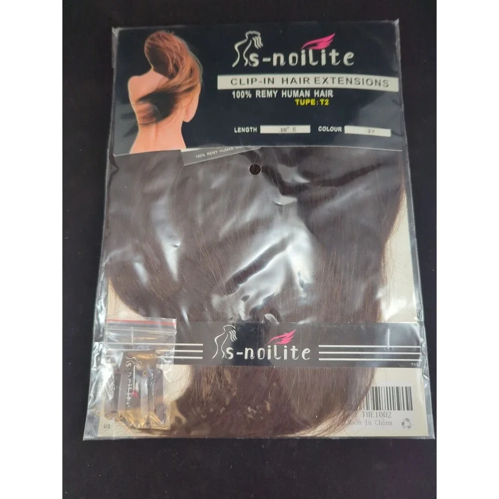 S-noilite Clip In Hair Extensions 100%‎ Remy Human Hair Brown #2 10