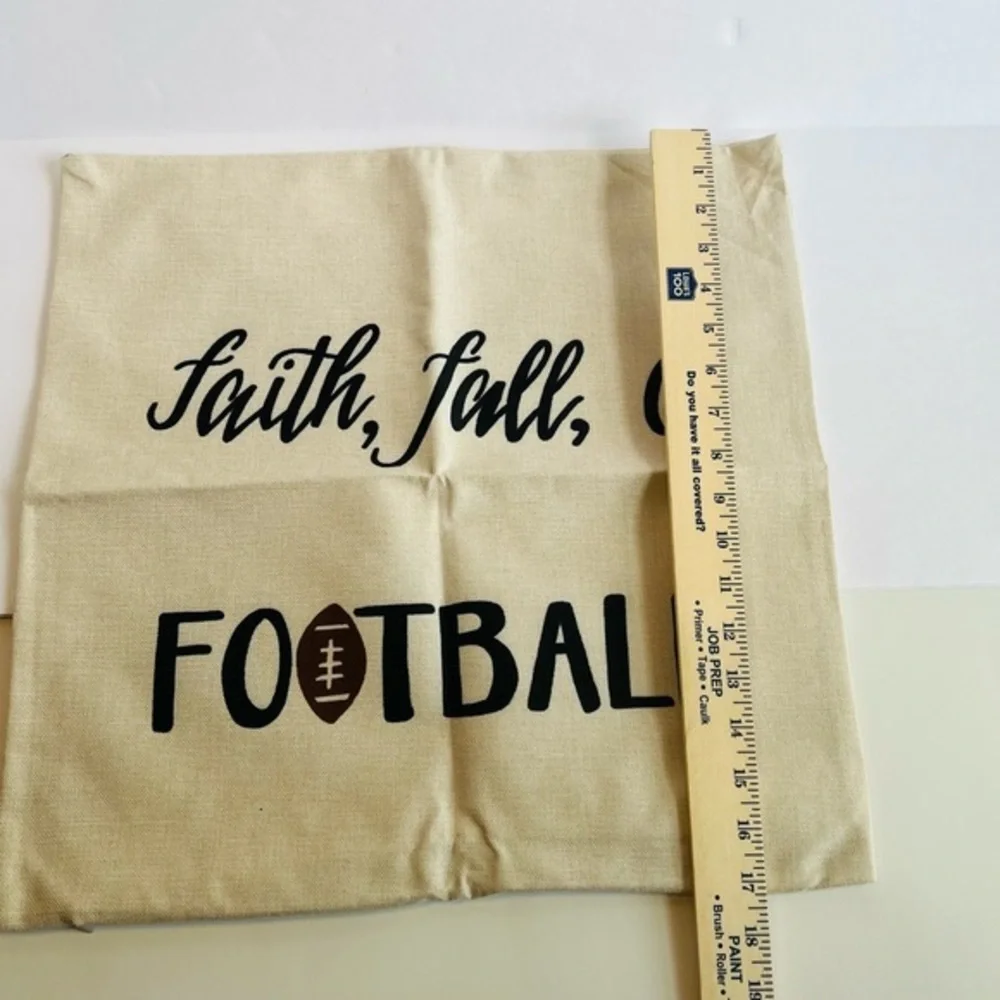 Faith, Fall, & Football‎ 17x17 pillow cover.