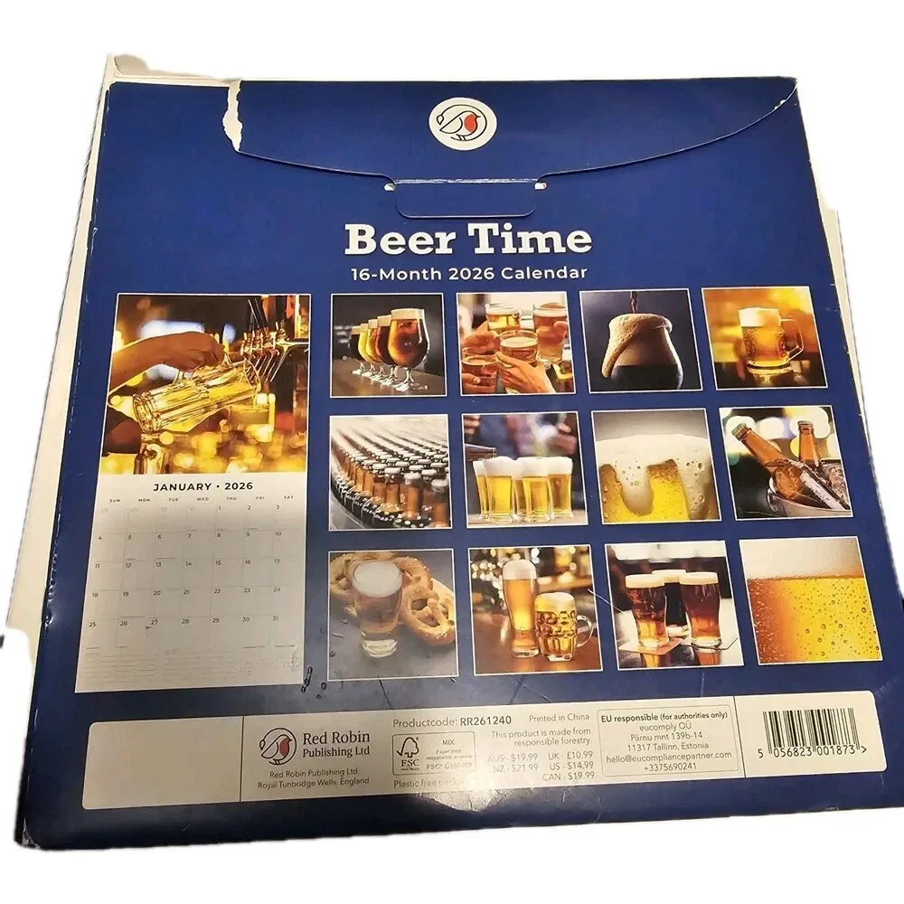 Beer Time - 2026 Square Wall Calendar Food & Drink 16 Month Premium Planner Gift