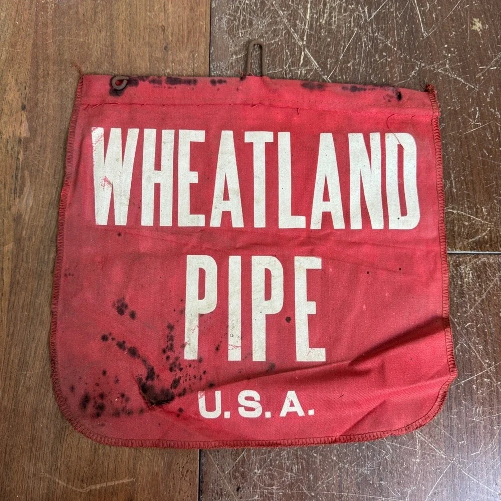 Vintage‎ Wheatland Pipe U.S.A. Red Safety Flag Cotton 12 x 12 inches Decor