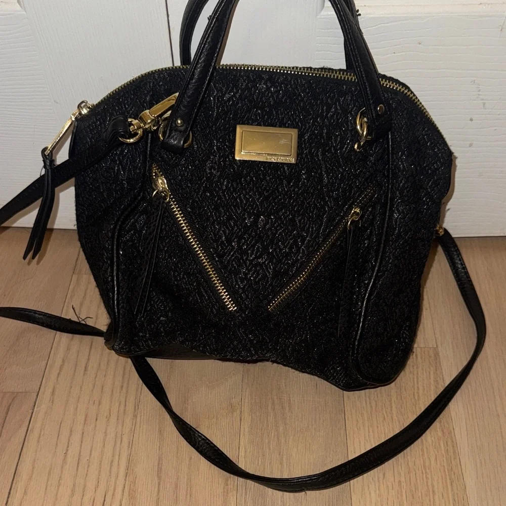 Juicy Couture Black Satchel with Gold Accents