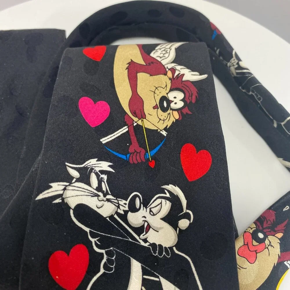 Vintage Looney Tunes Silk Nostalgia Taz Daffy Tweety Necktie Tie Mens‎ 57