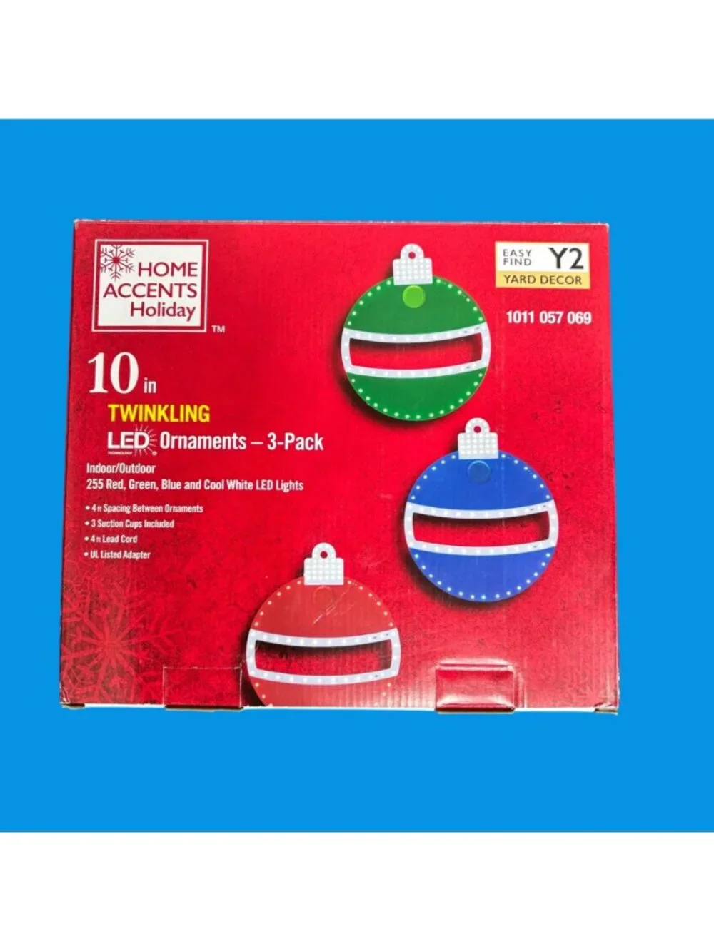 Holiday Time LED Christmas Ornaments 10ct Light‑Up Set – Multicolor