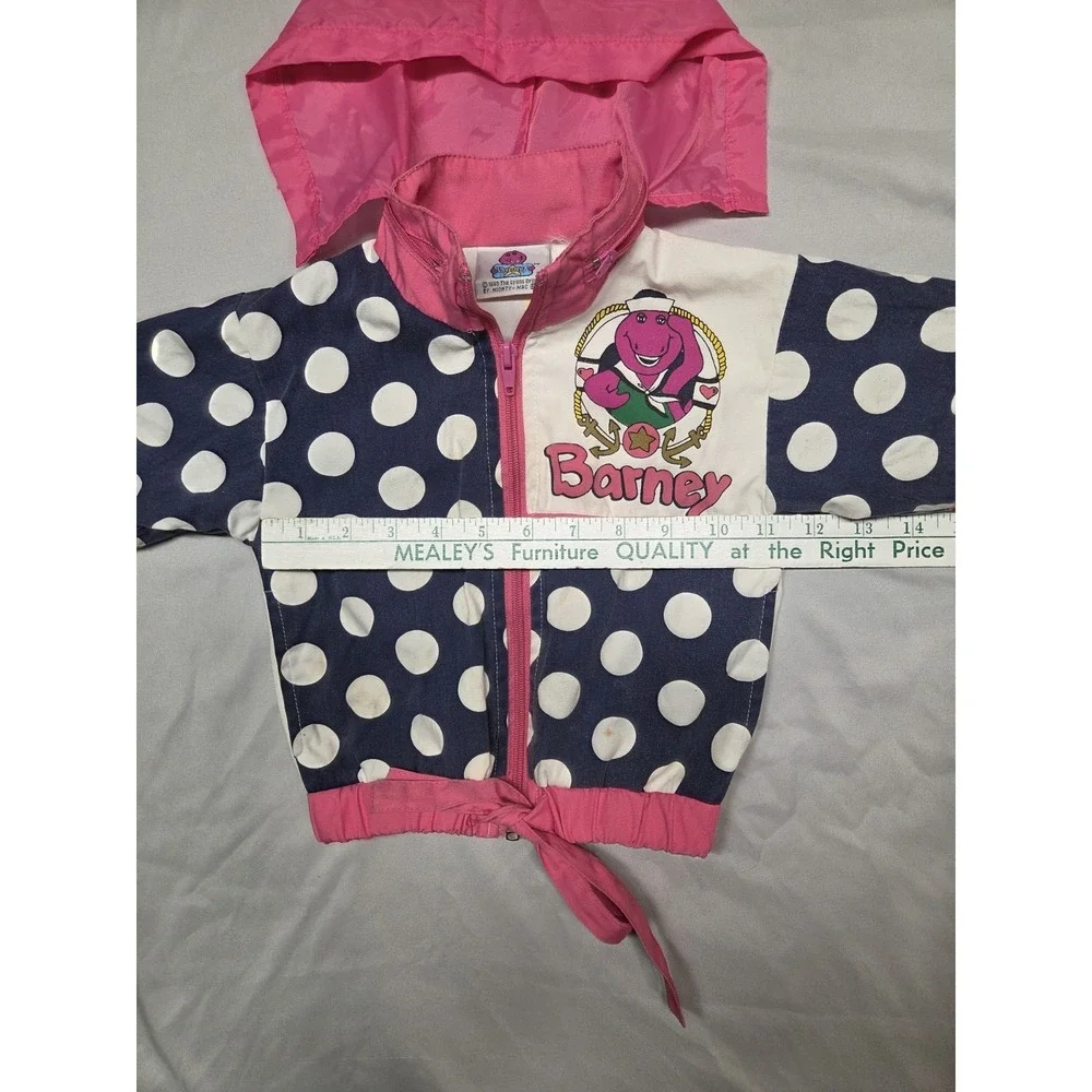 Vintage 1993 Barney the Dinosaur Track Windbreaker Jacket Size 12 Months