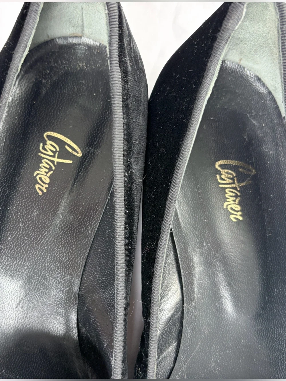 Castaner Black Velvet Loafers with Gold Monogram size 39