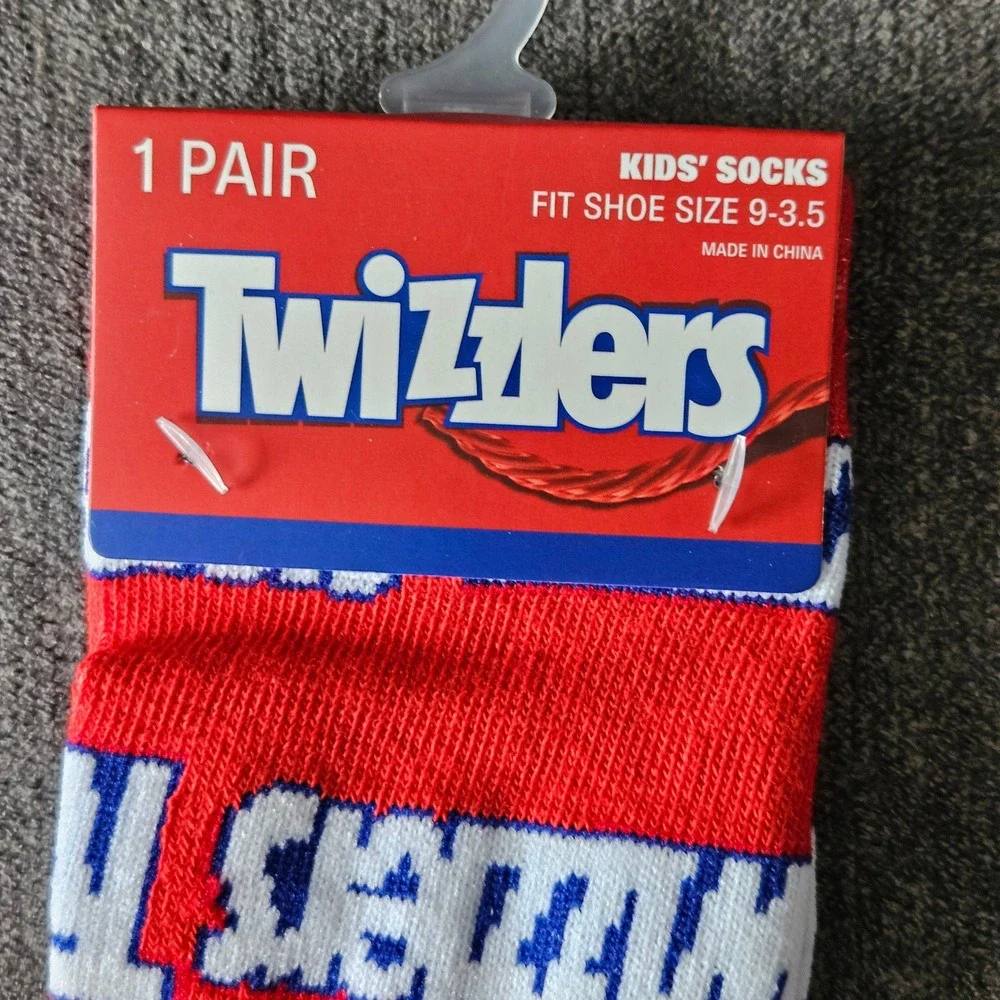 Twizzlers Kids Crew Socks Red‎ Candy Logo Novelty Shoe Size 9-3.5 Red NEW