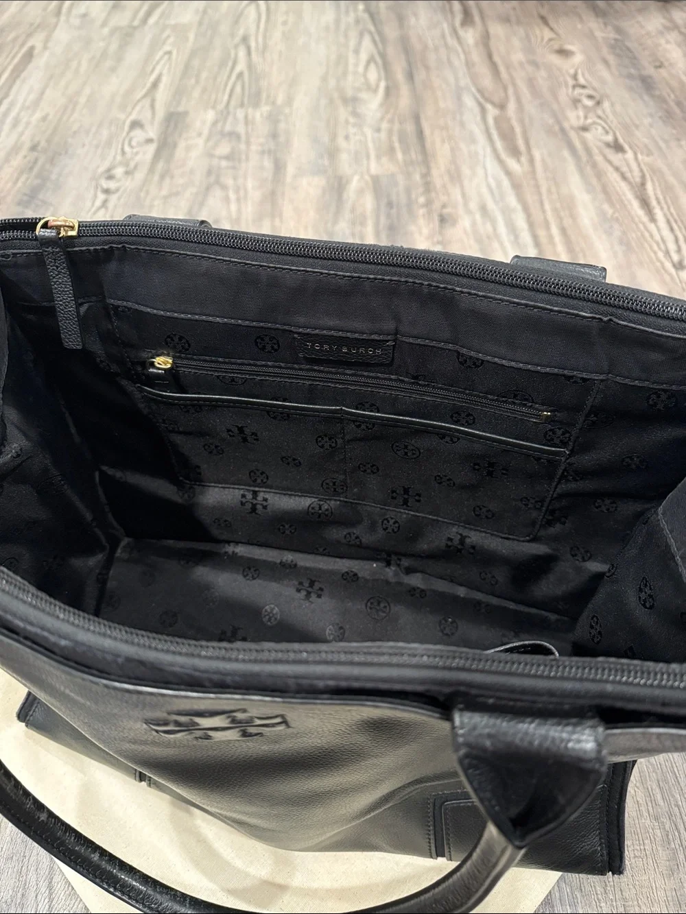 Tory Burch Ella Black Leather Tote Bag