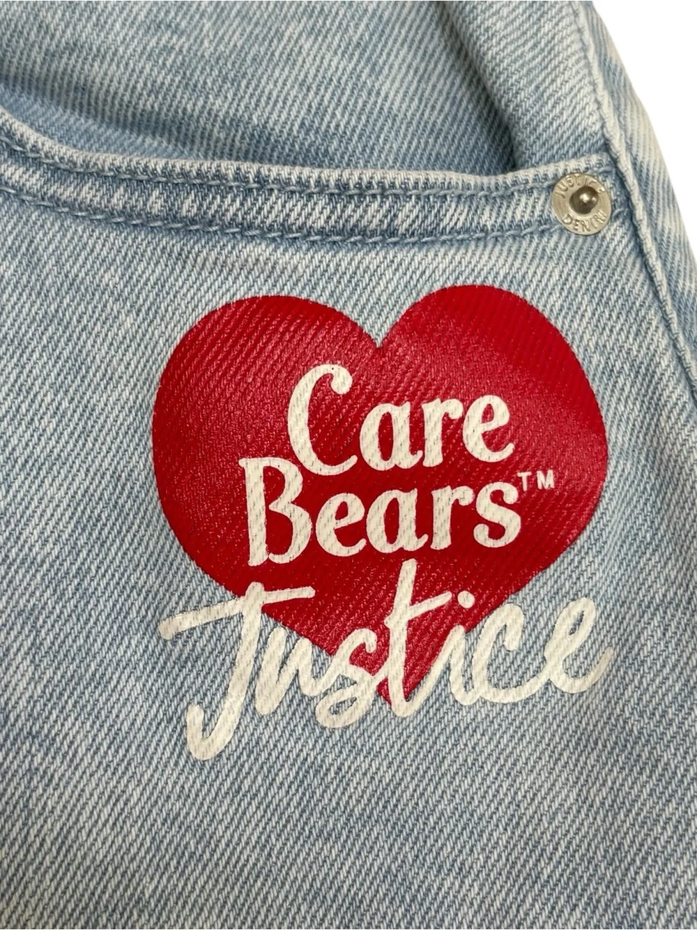 Justice Two-Tone Care Bears Denim Mini Skirt Skort Size XL