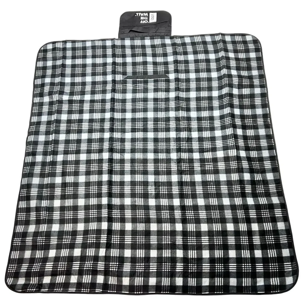 Vans Foldable Picnic Blanket Black and White Plaid 50x50