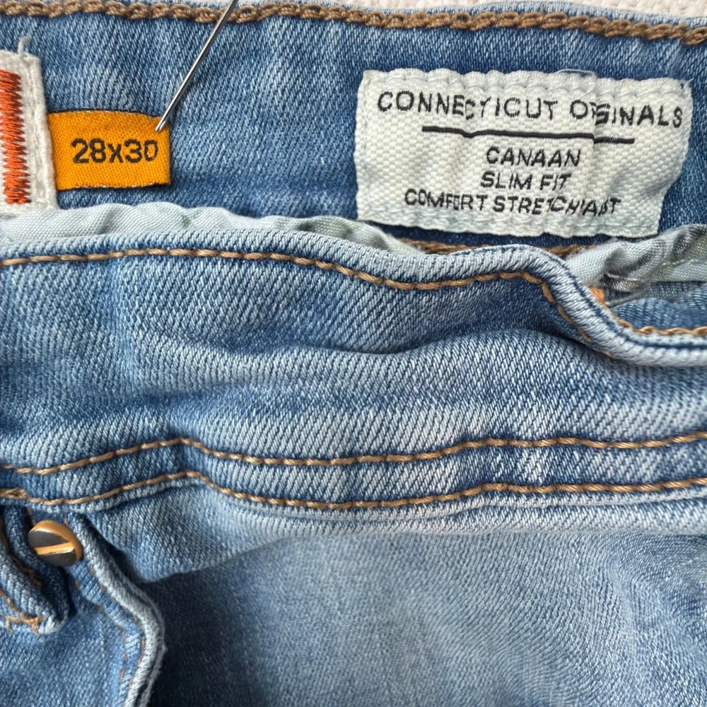 Tailor Vintage Canaan Jeans Mens 28x30 Slim Fit Comfort Stretch Blue Solid Denim