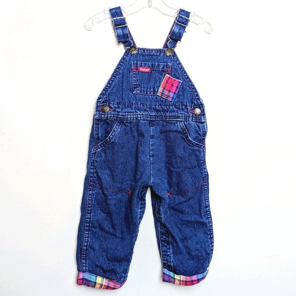 Vintage Osh Kosh Bgosh Rainbow Blanket Lined Bib Overalls 80s Toddler 18 Months