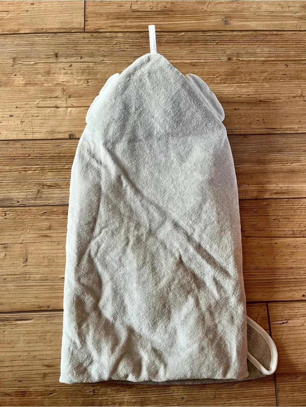 Cloud Island Elephant Hooded Baby Towel in Light Gray