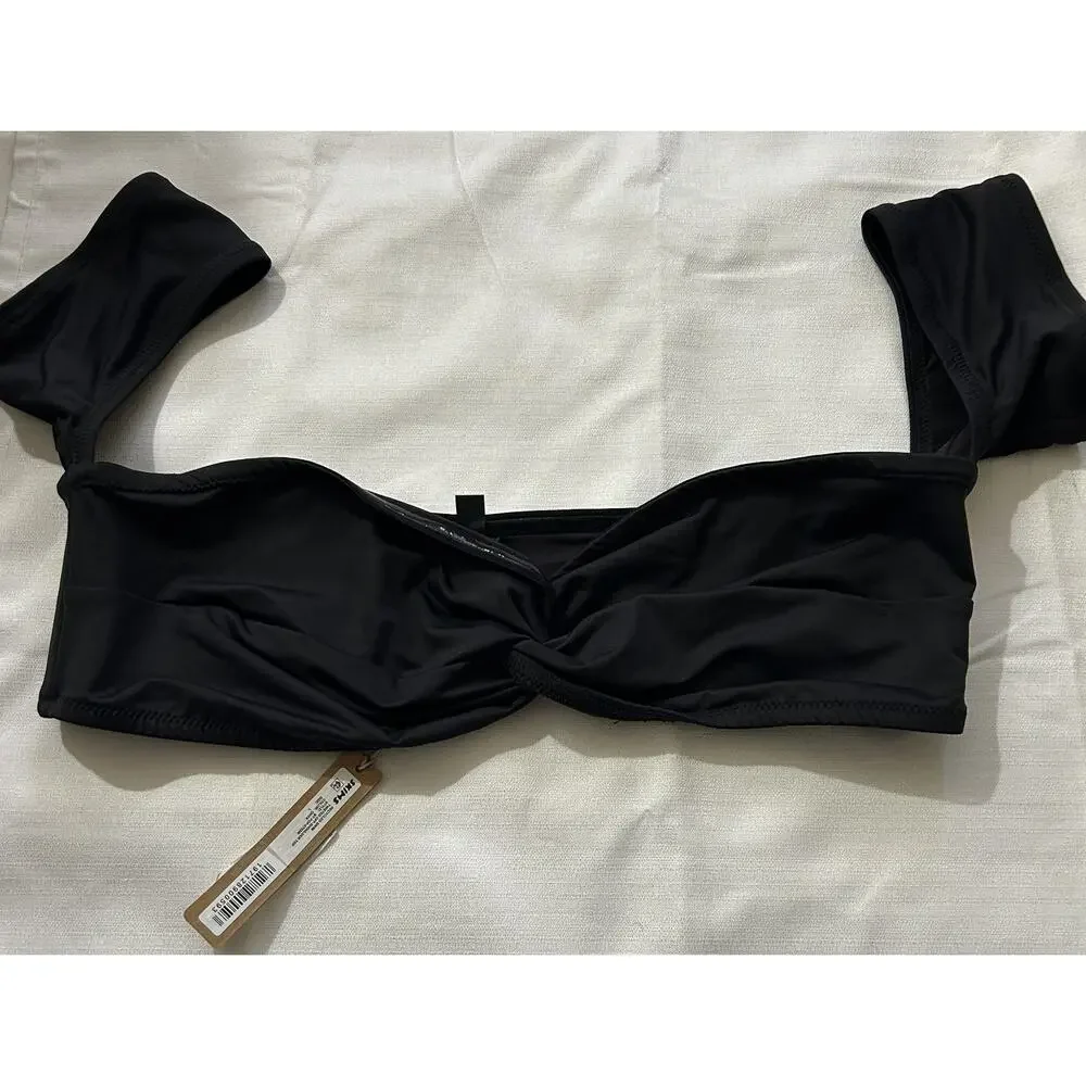 Skims NWT Recycled Swim Twisted Off -Shoulder Top Black Size Large