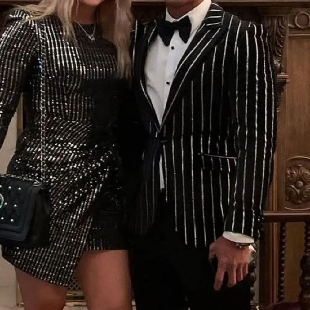Black and Silver Striped Blazer Giovanni Testi