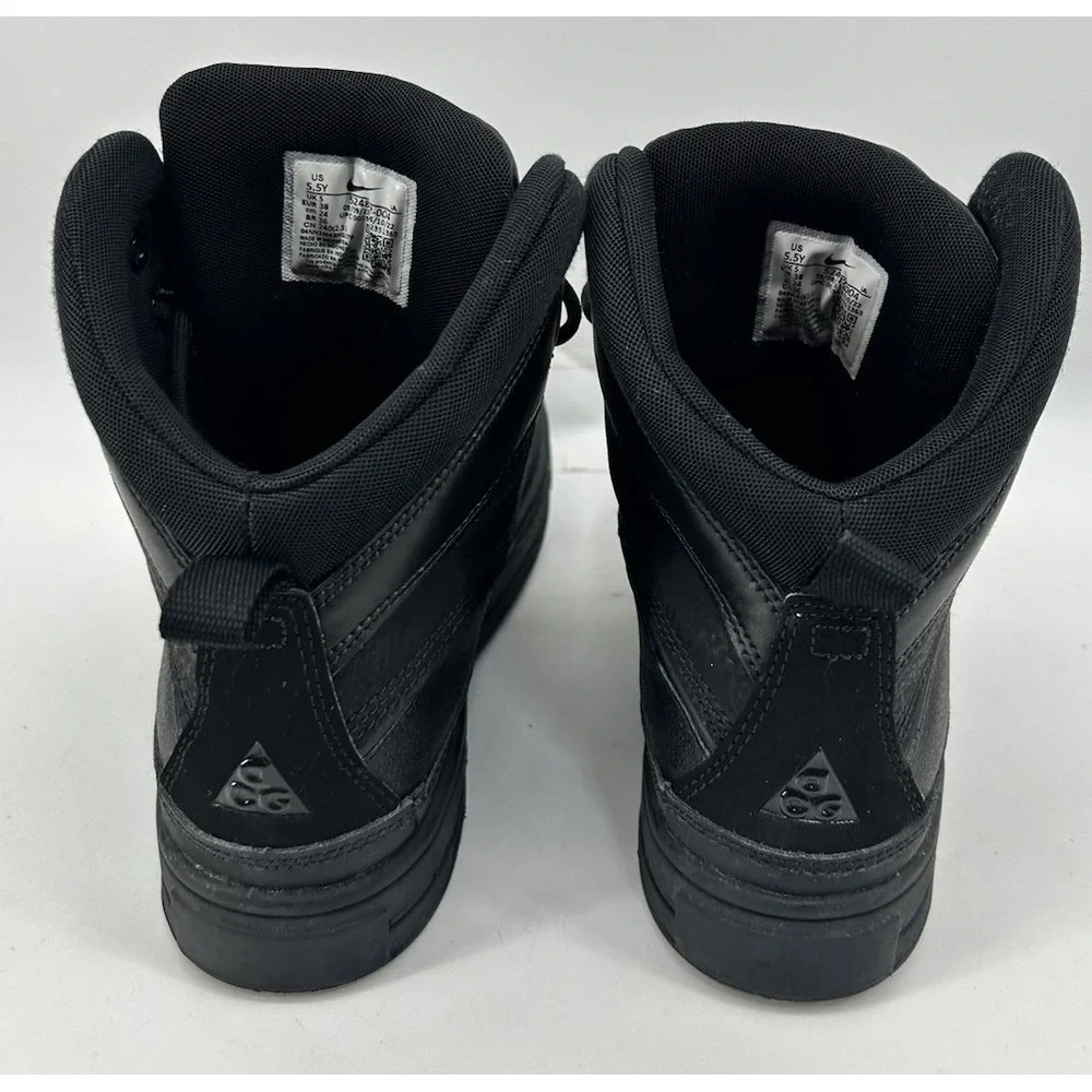 Nike ACG Woodside 2 High Triple Black Boots 524872-004 Youth Size 5.5Y