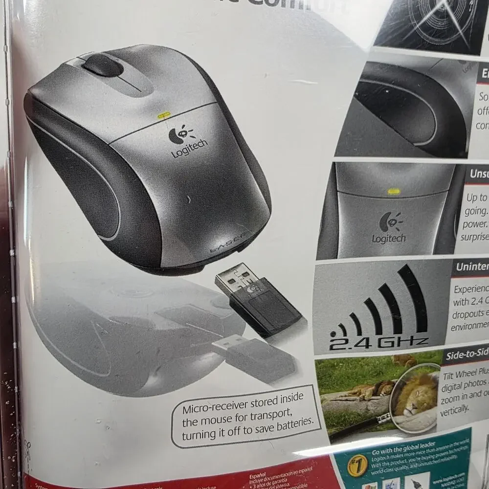Logitech V450 Laser Cordless Precision Mouse for Notebooks New Sealed