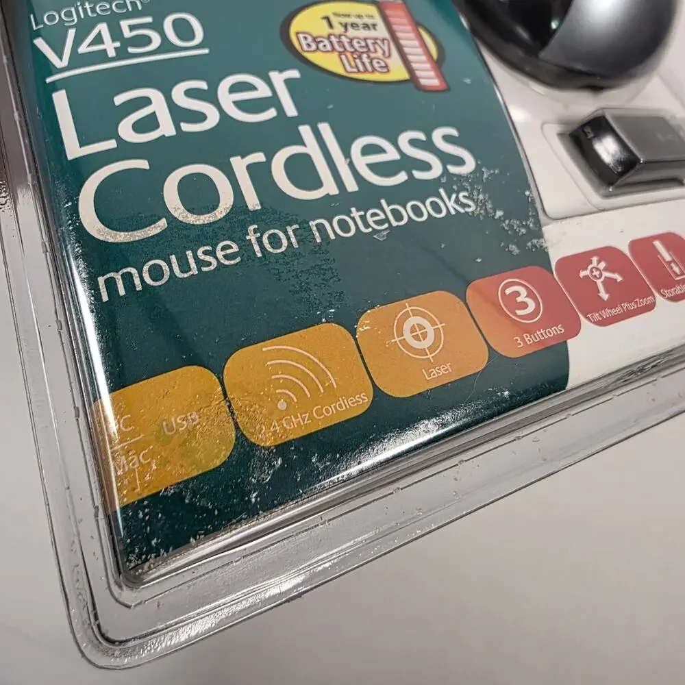 Logitech V450 Laser Cordless Precision Mouse for Notebooks New Sealed