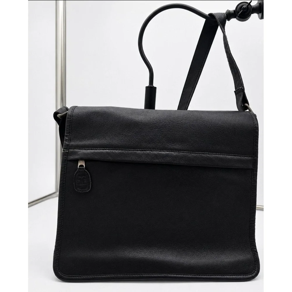 Vintage Frye Black Leather Messenger Bag Crossbody Laptop Briefcase Satchel USA