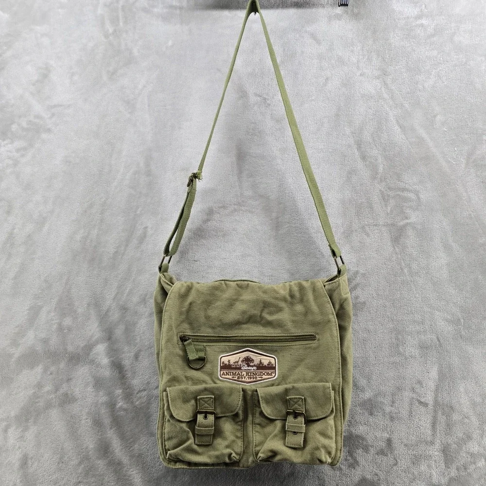 VTG Disney Parks Messenger Bag Green Animal Kingdom Canvas Crossbody