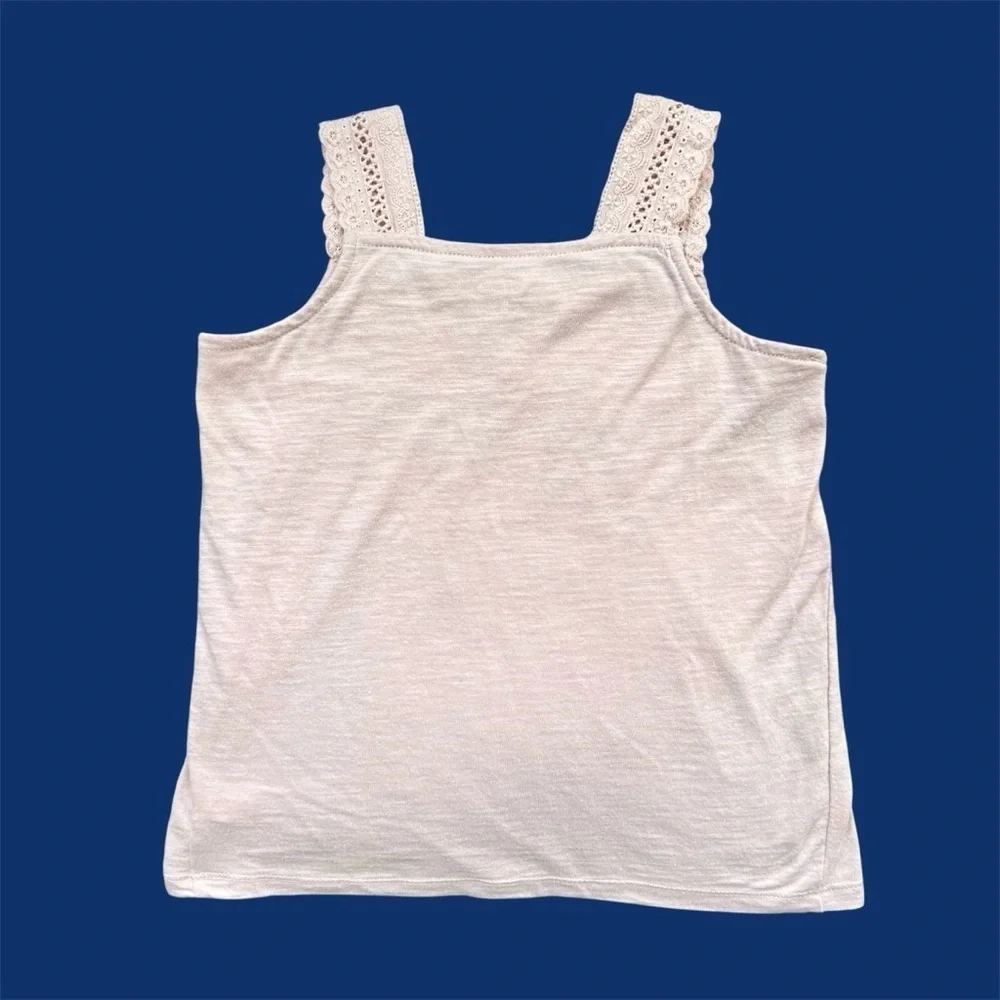 Old Navy Blush Pink Tank Top with Eyelet & Button Detail Size XS 5