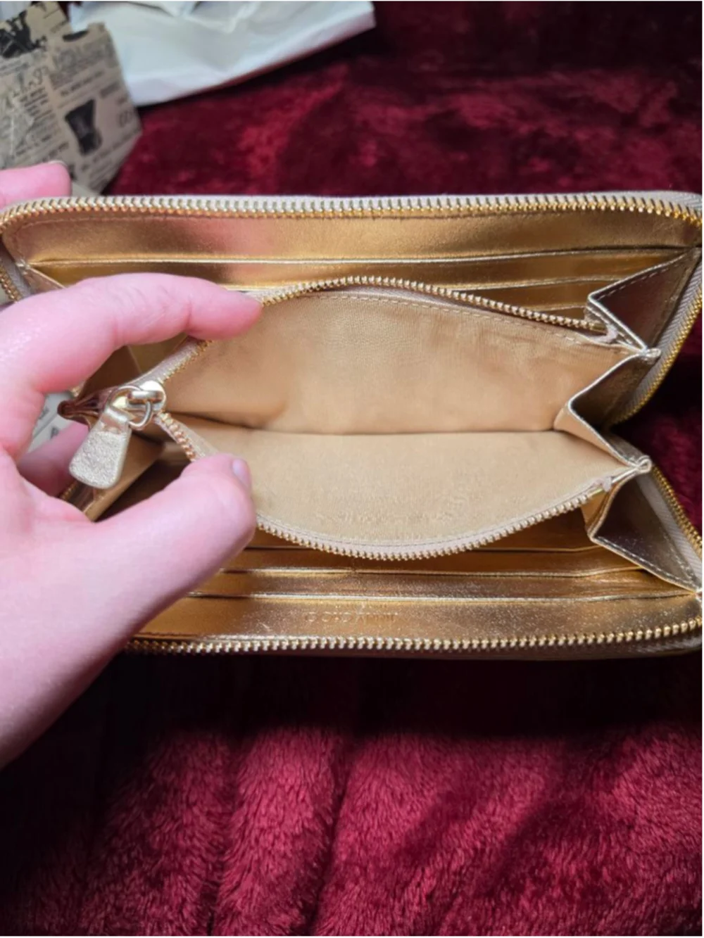 Jimmy Choo Gold Leather Long Wallet EUC