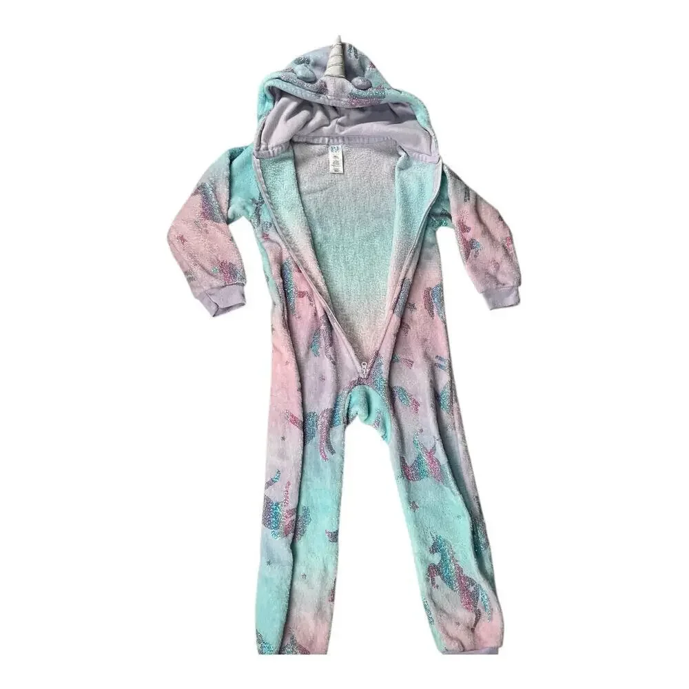 The Children's Place Warm Comfy Full Zip Unicorn One-Piece Small 5/6 Unicorn