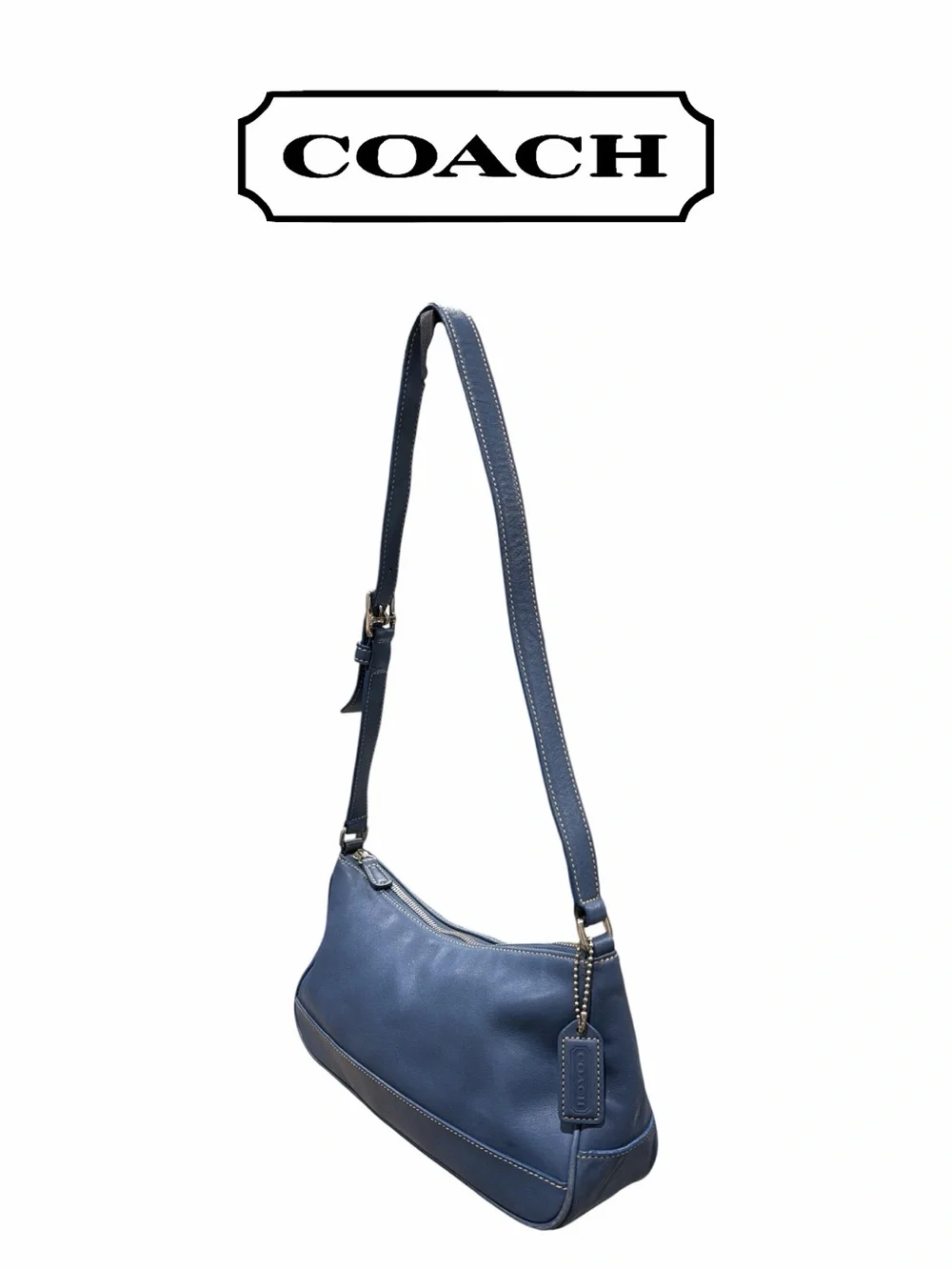 Coach VINTAGE Hampton Demi Blue Leather Shoulder Bag