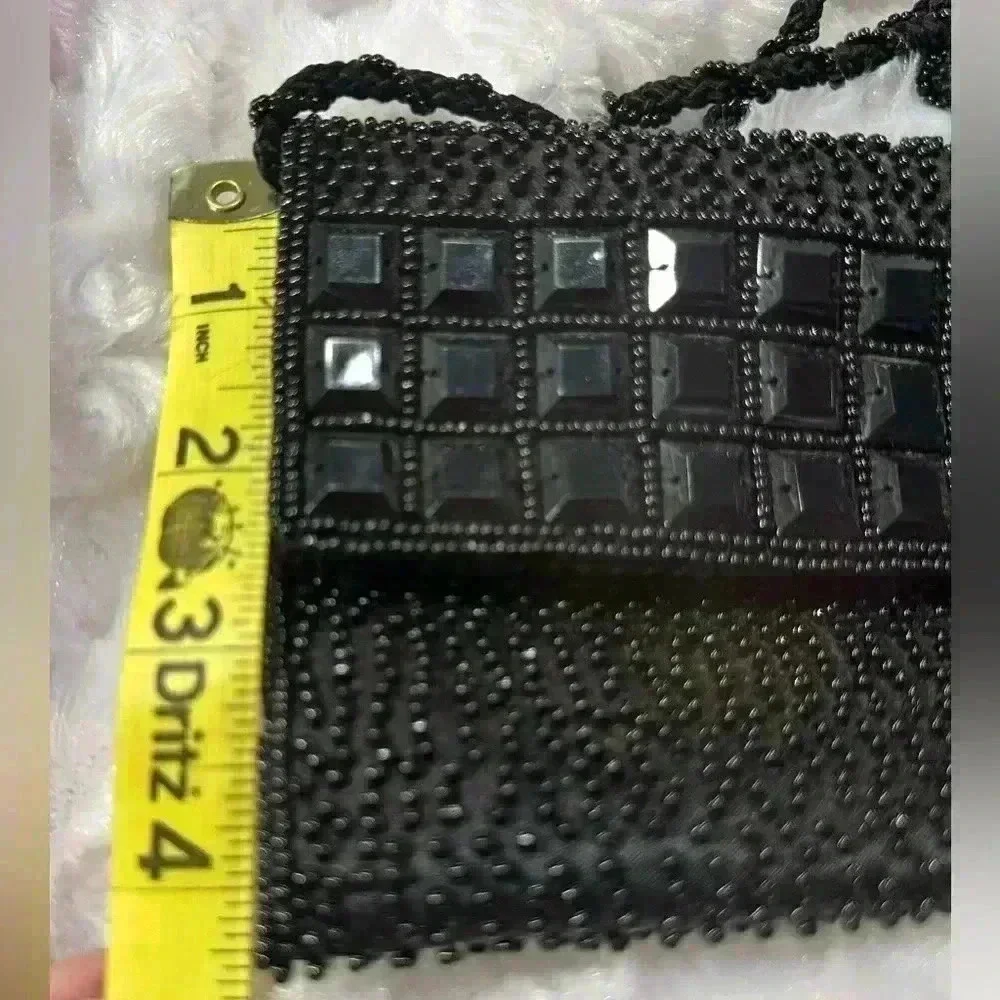 La Regale Embroidered Black‎ Gem Stone Clutch