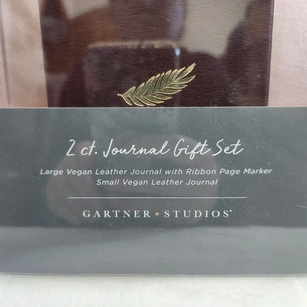 Gartner Studios Brown Rose Gold Vegan Leather Journal 2 Piece Gift Set NWT