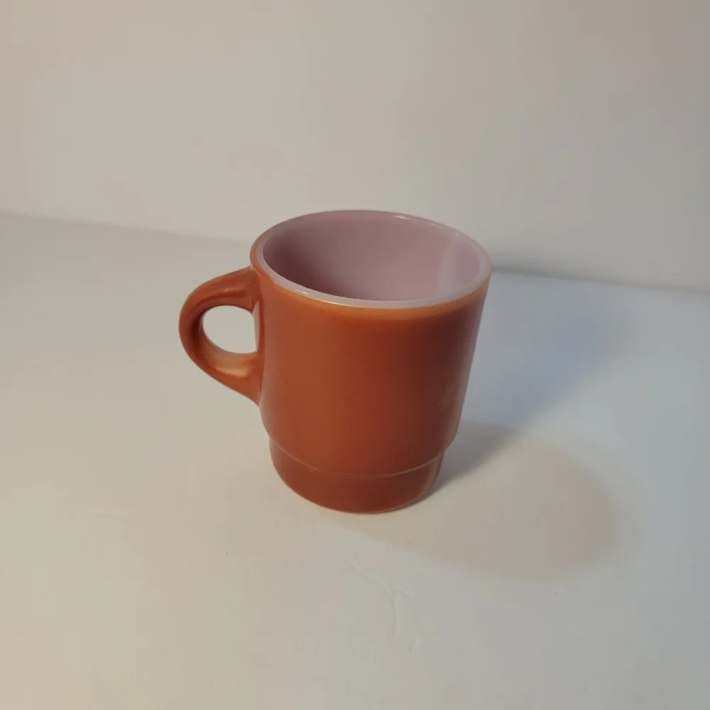 Vintage 1970s Anchor Hocking Mug Fire King Stacking Coffee‎ USA Amber Brown Rust
