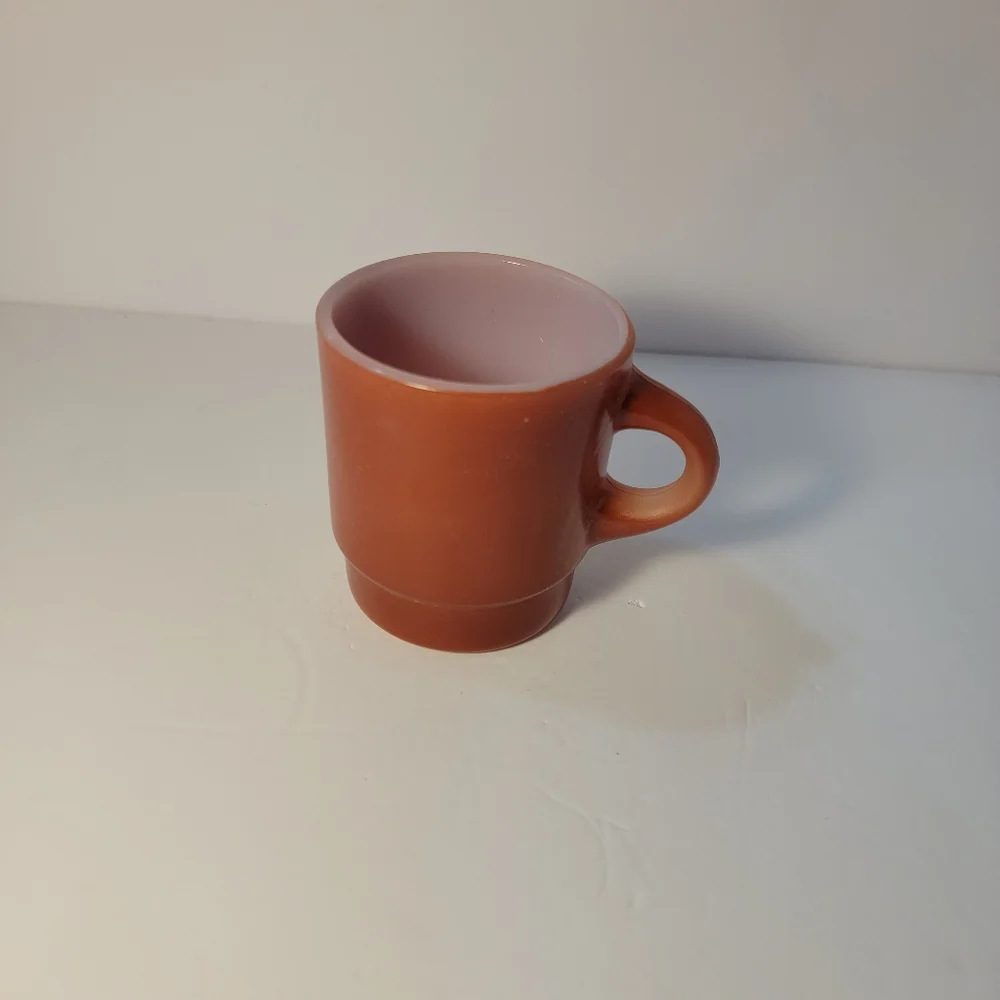 Vintage 1970s Anchor Hocking Mug Fire King Stacking Coffee‎ USA Amber Brown Rust