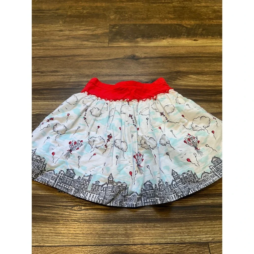 Savannah Kids Girls Skirt Cloud‎ Balloon City Print Red Waistband Size 6