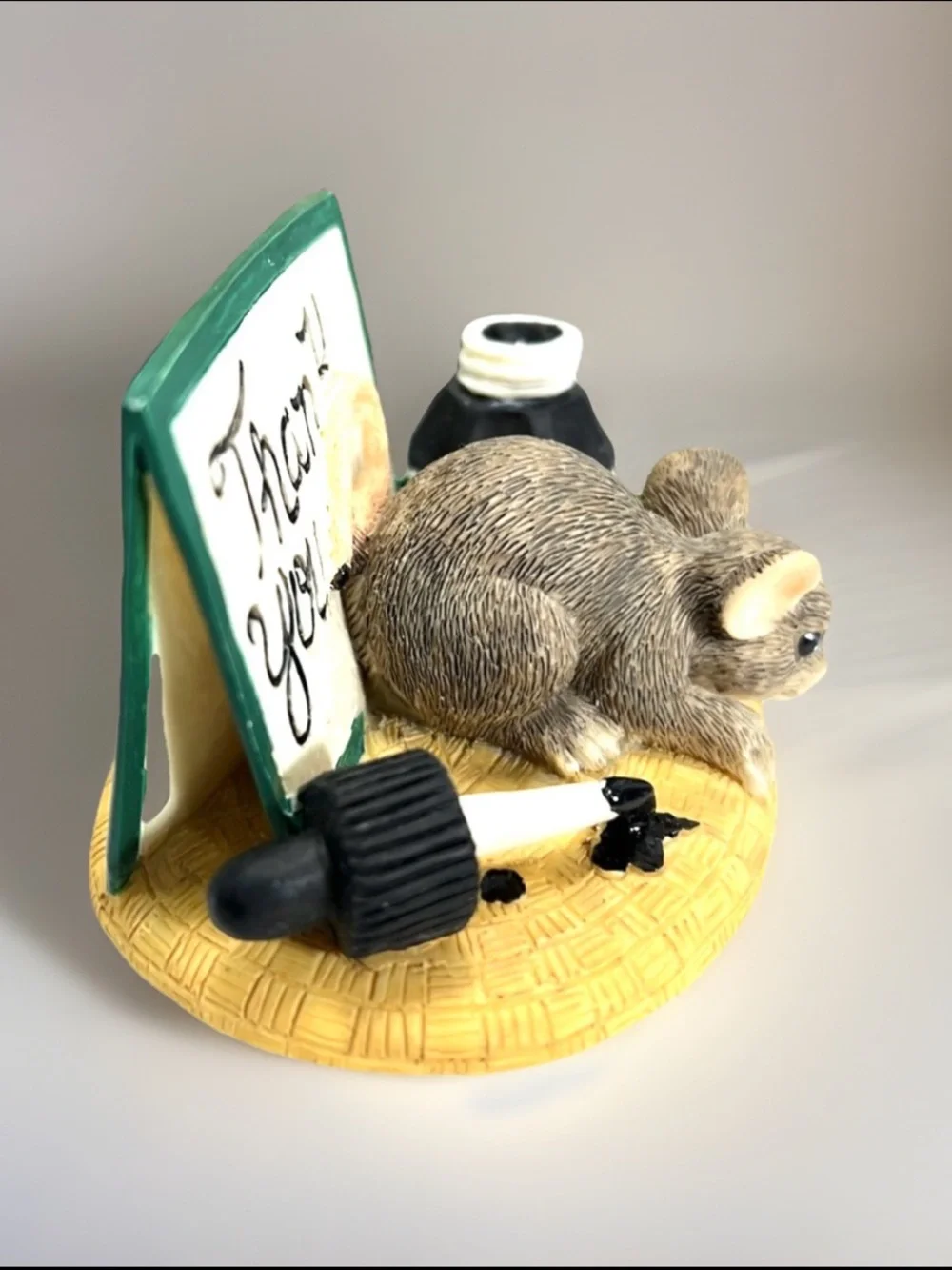 🐁 CHARMING TAILS “Thank You!” 98/700 MOUSE FIGURINEWITH INK BOTTLE - DECORATIVE