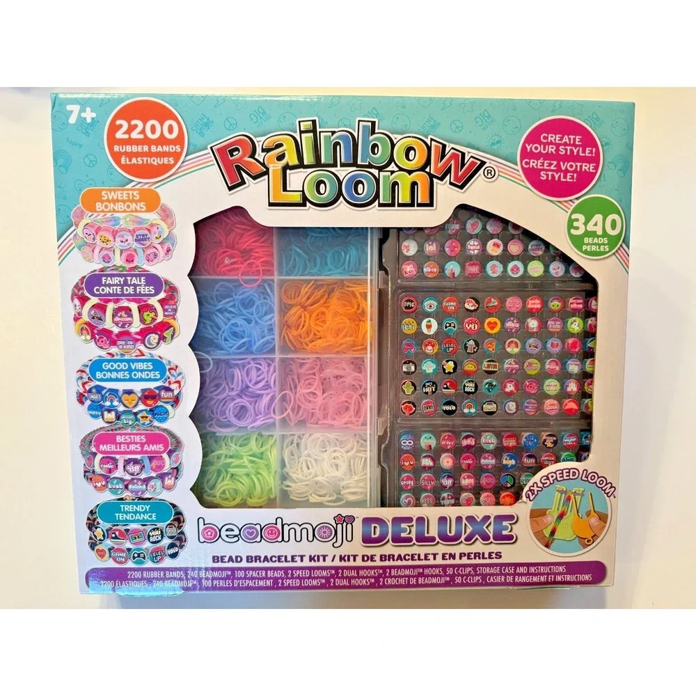 Rainbow Loom Beadmoji Deluxe Bracelet Bead‎ Large Kit & Speed Looms 2200 Bands