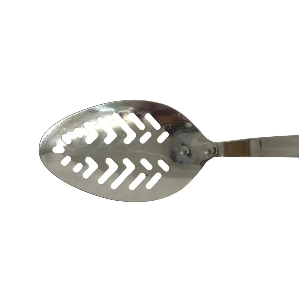 Vintage CUTCO Slotted Serving Spoon Marbled Black Red Handle USA 12.5
