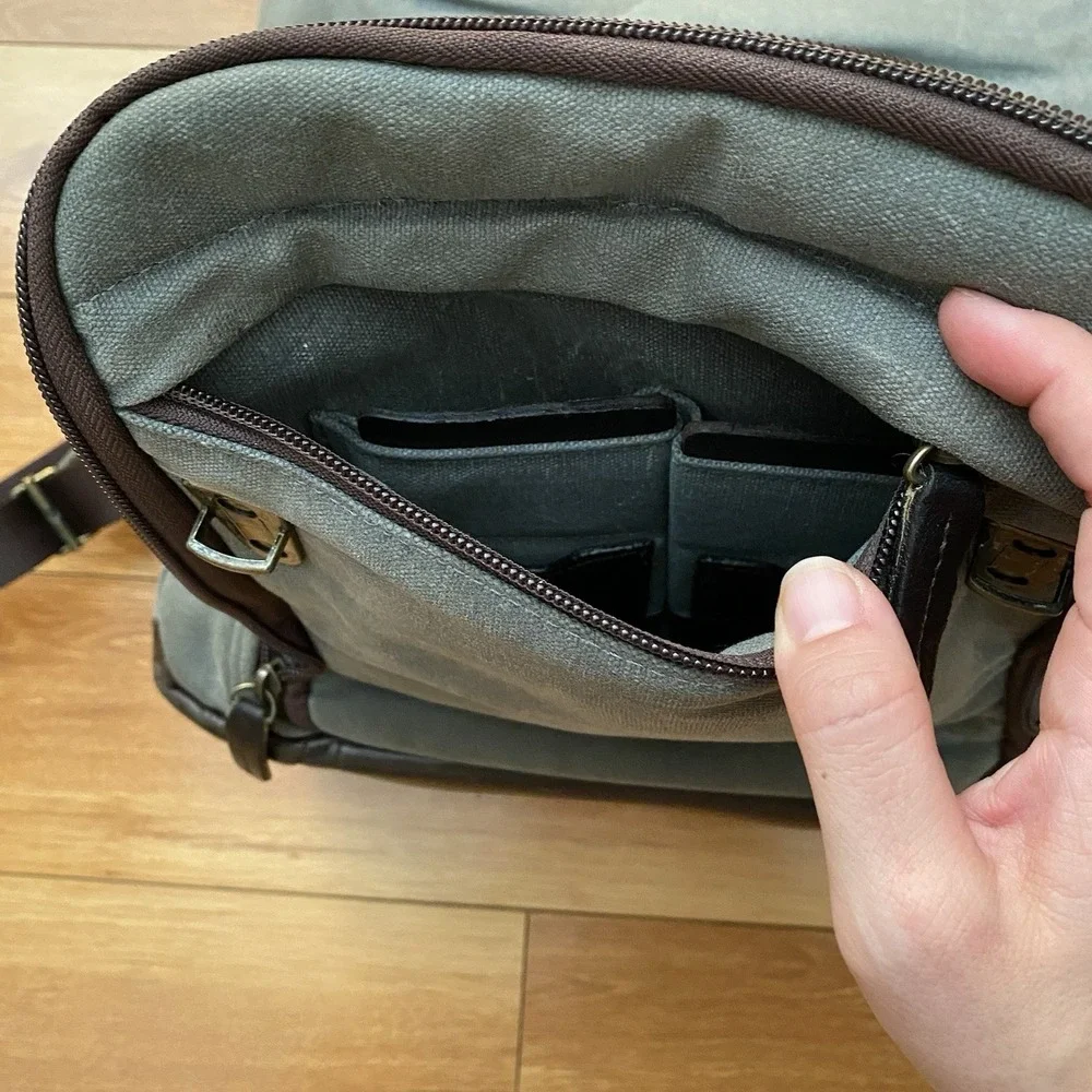 ONA Camps Bay Camera Backpack Smoke – Premium Leather & Waxed Canvas