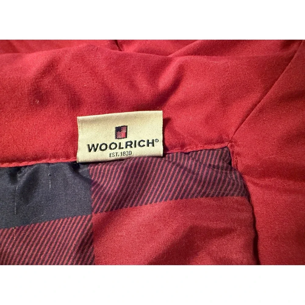 Woolrich Queen Quilt Reversible Buffalo Plaid Red Black Blanket Comforter Flaw
