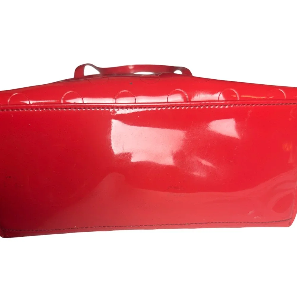 Kate Spade Tote Red Polka Dot Womens Med Patent Leather Bow Handbag Y2K 2000s