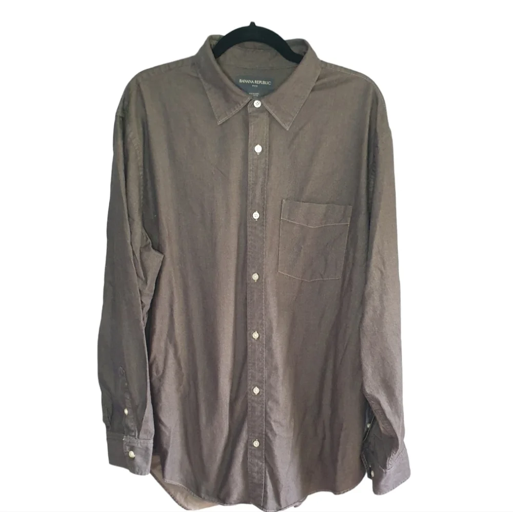 BANANA REPUBLIC Button Down‎ Dress Shirt Brown Men's Size XL