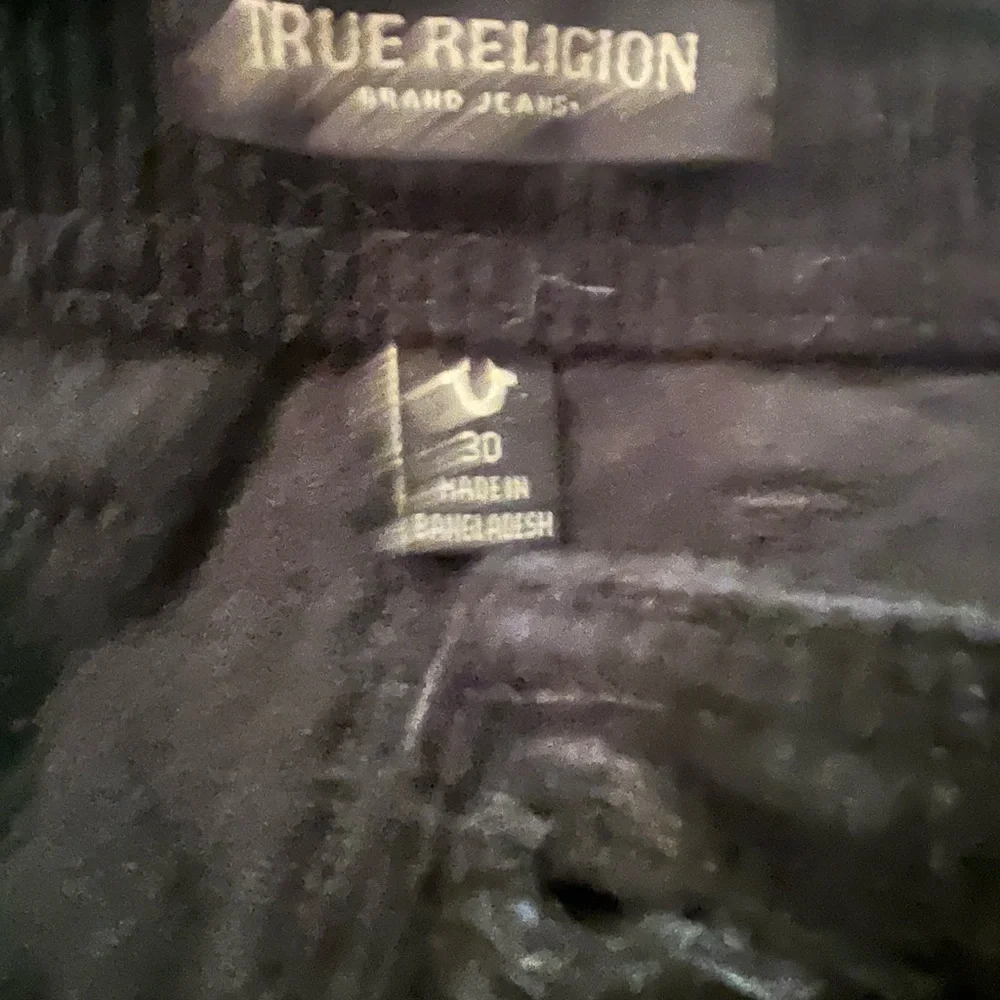 True Religion Men's Black Corduroy Cargo Pants