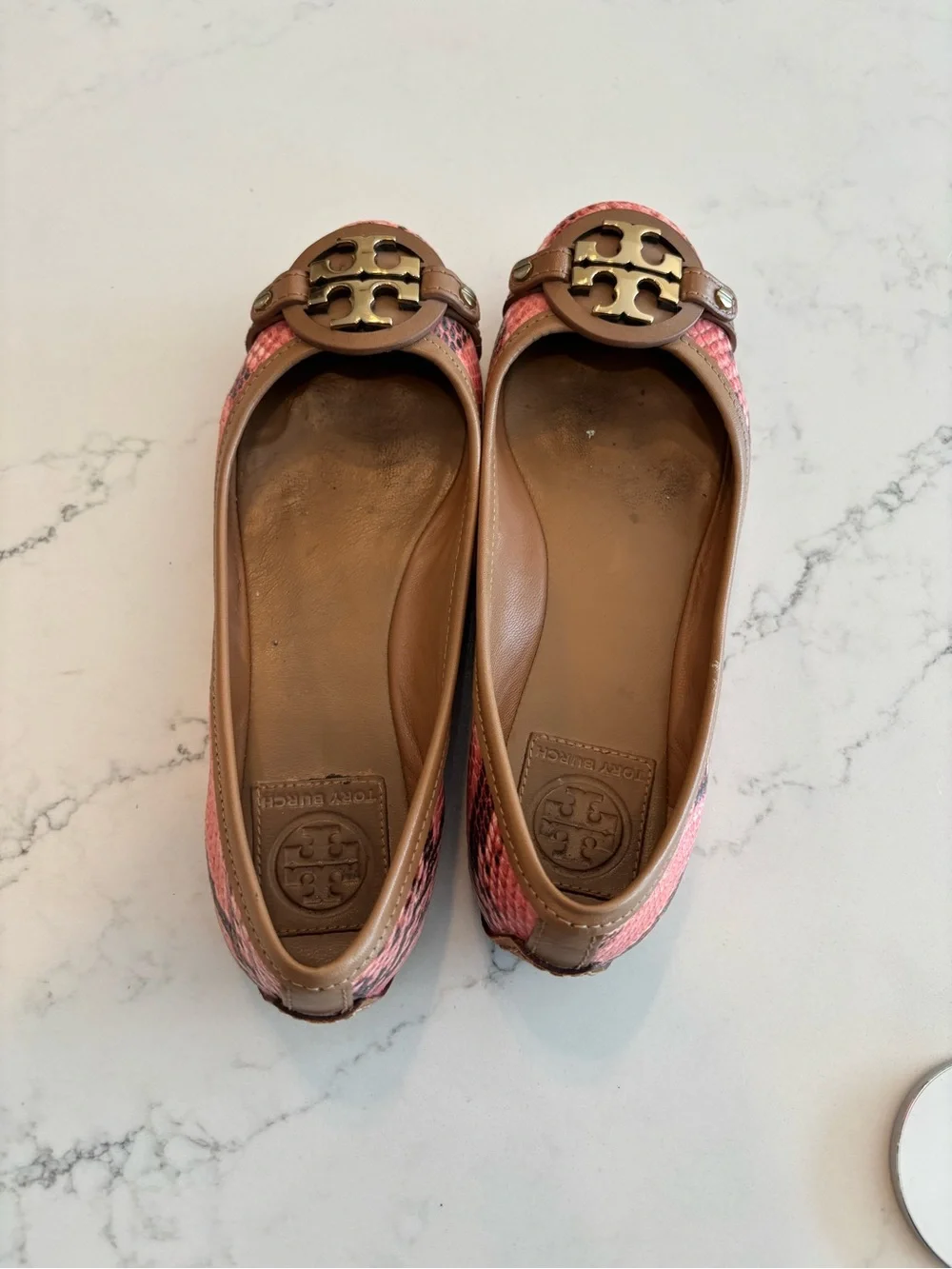 Tory Burch pink snakeskin