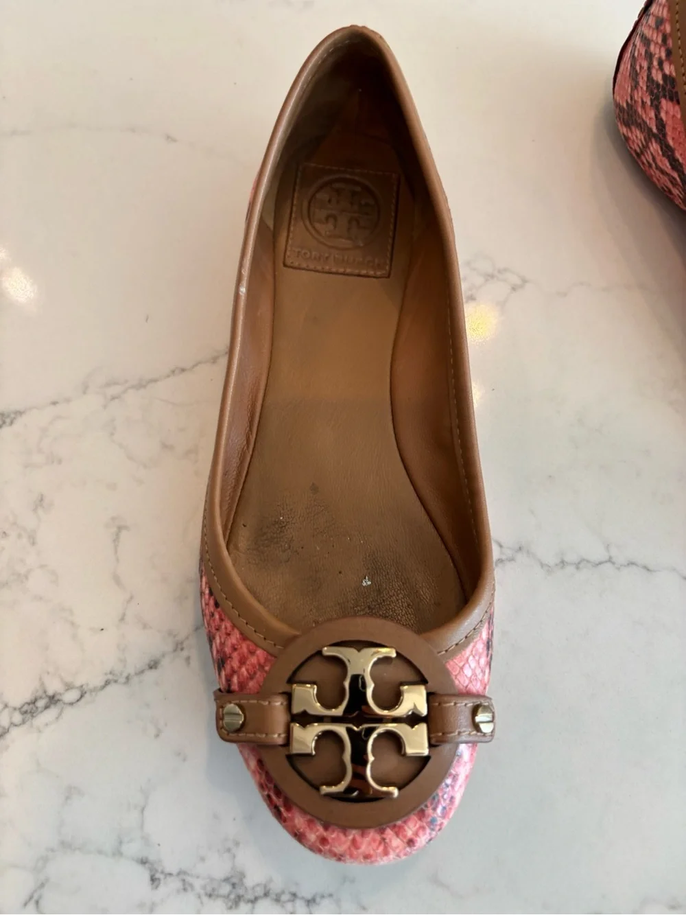 Tory Burch pink snakeskin